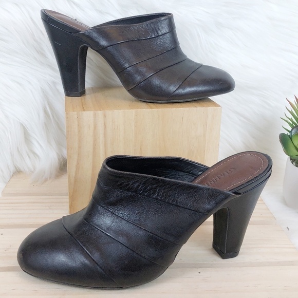 Gianni Bini Brown Leather Mule Clog Slides - Picture 1 of 4